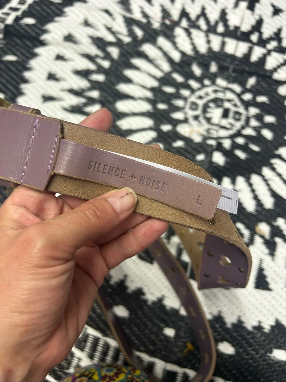 NWT Urban Outfitters Heart Studded Leather Belt in Purple L